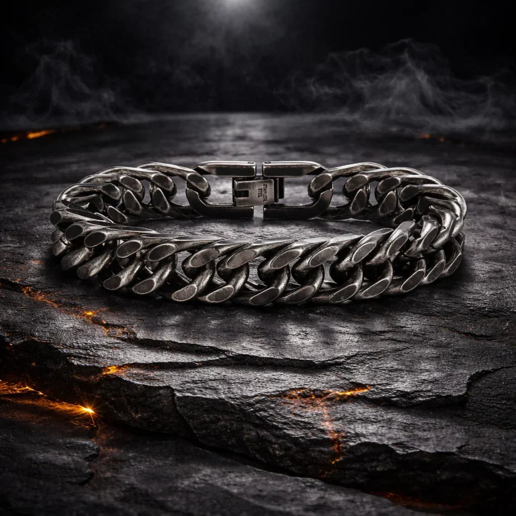 Bracelet Homme Maillons Épais Acier Street Style Gris Argenté Rock - bracelets métal homme GoHappy
