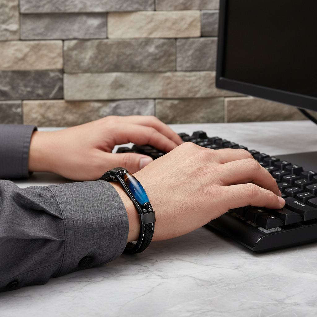 Kyoto Spirit bracelet cuir agate naturelle goutte d’eau