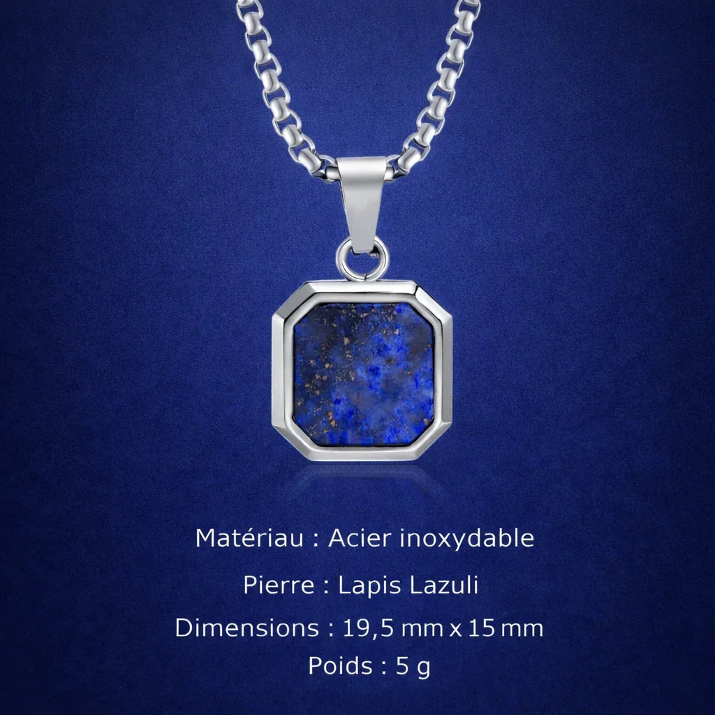 Collier Acier Pierre Naturelle Pendentif Tendance - collier homme GoHappy