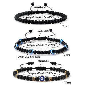 Bracelet de Perles d'Obsidienne Mauvais Œil - Bijoux GoHappy