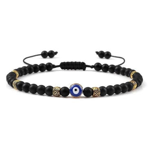 Bracelet de Perles d'Obsidienne Mauvais Œil - Bijoux GoHappy