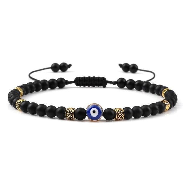 Bracelet de Perles d'Obsidienne Mauvais Œil - Bijoux GoHappy