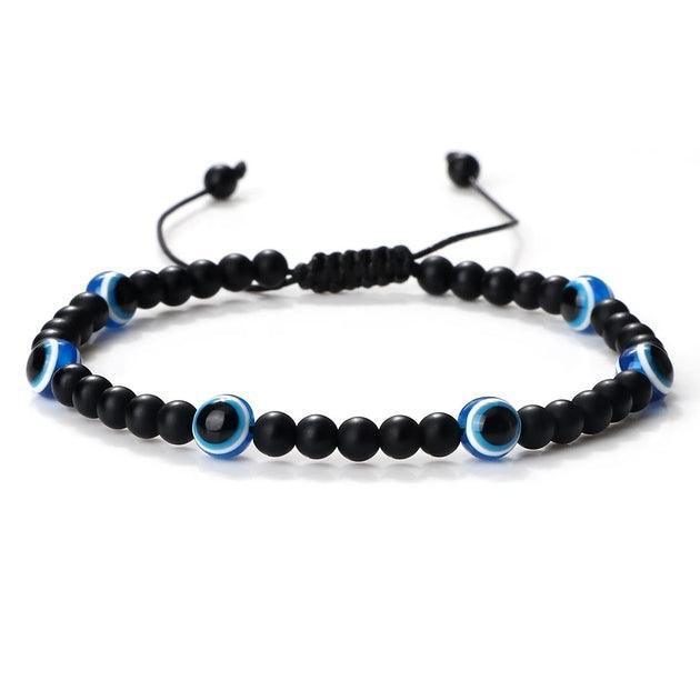 Bracelet de Perles d'Obsidienne Mauvais Œil - Bijoux GoHappy