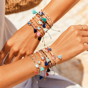 Bracelet femme boho perles Miyuki pompon coloré - bracelet perles GoHappy