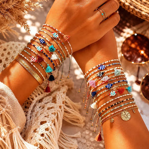 Bracelet femme boho perles Miyuki pompon coloré - bracelet perles GoHappy