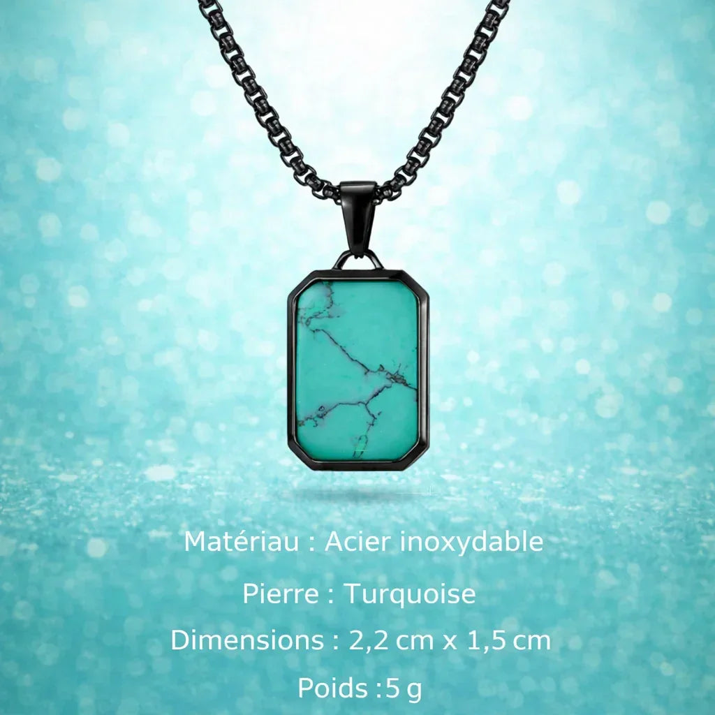 Collier Acier Pierre Naturelle Pendentif Tendance - collier homme GoHappy