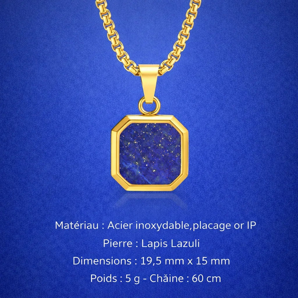 Collier Acier Pierre Naturelle Pendentif Tendance - collier homme GoHappy