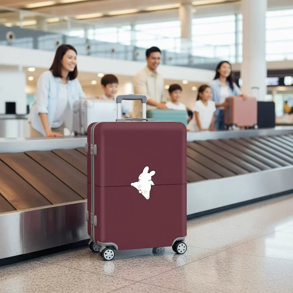 valise rigide bordeaux à roulettes motif lapin bagage cabine léger voyage GoHappy France