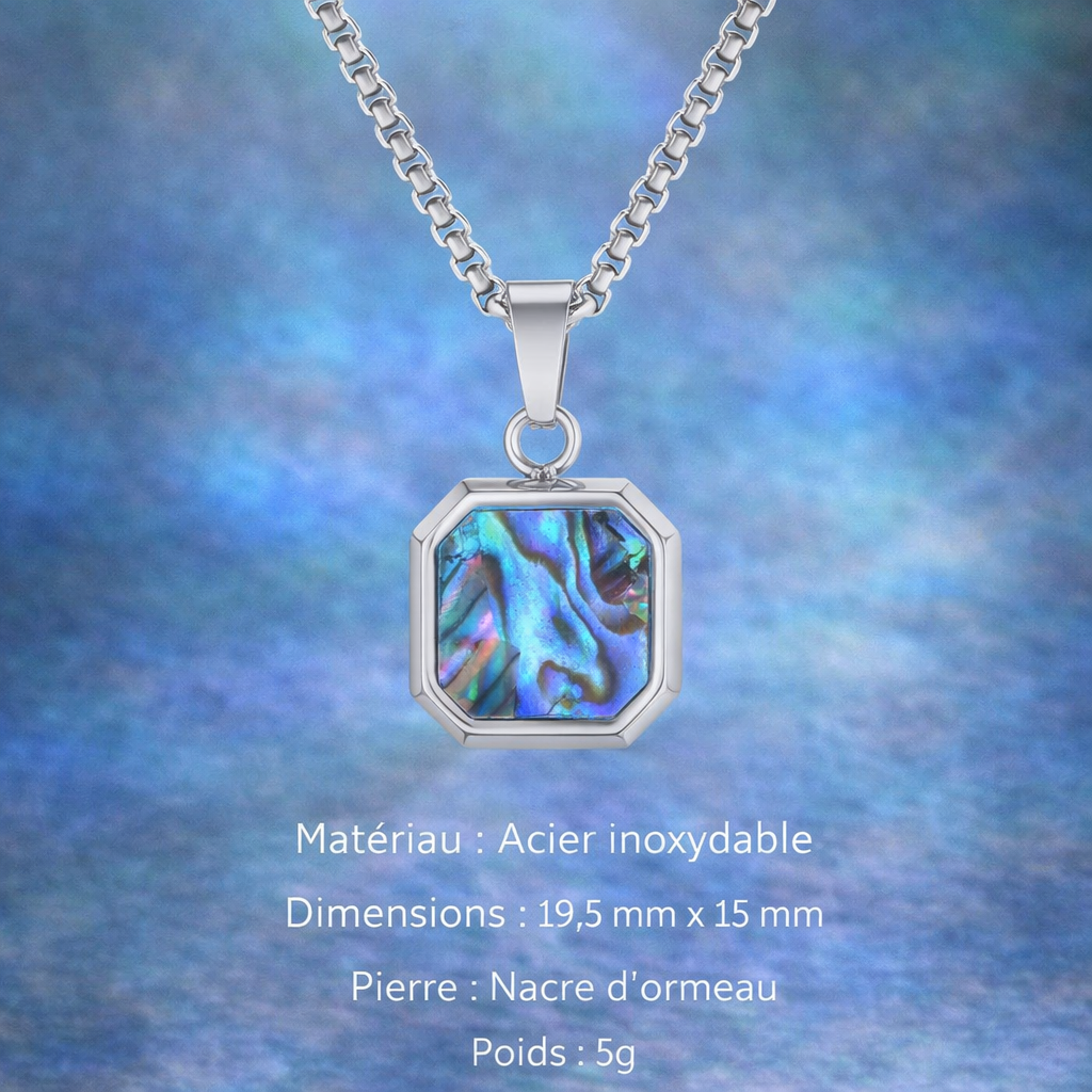 Collier Acier Pierre Naturelle Pendentif Tendance