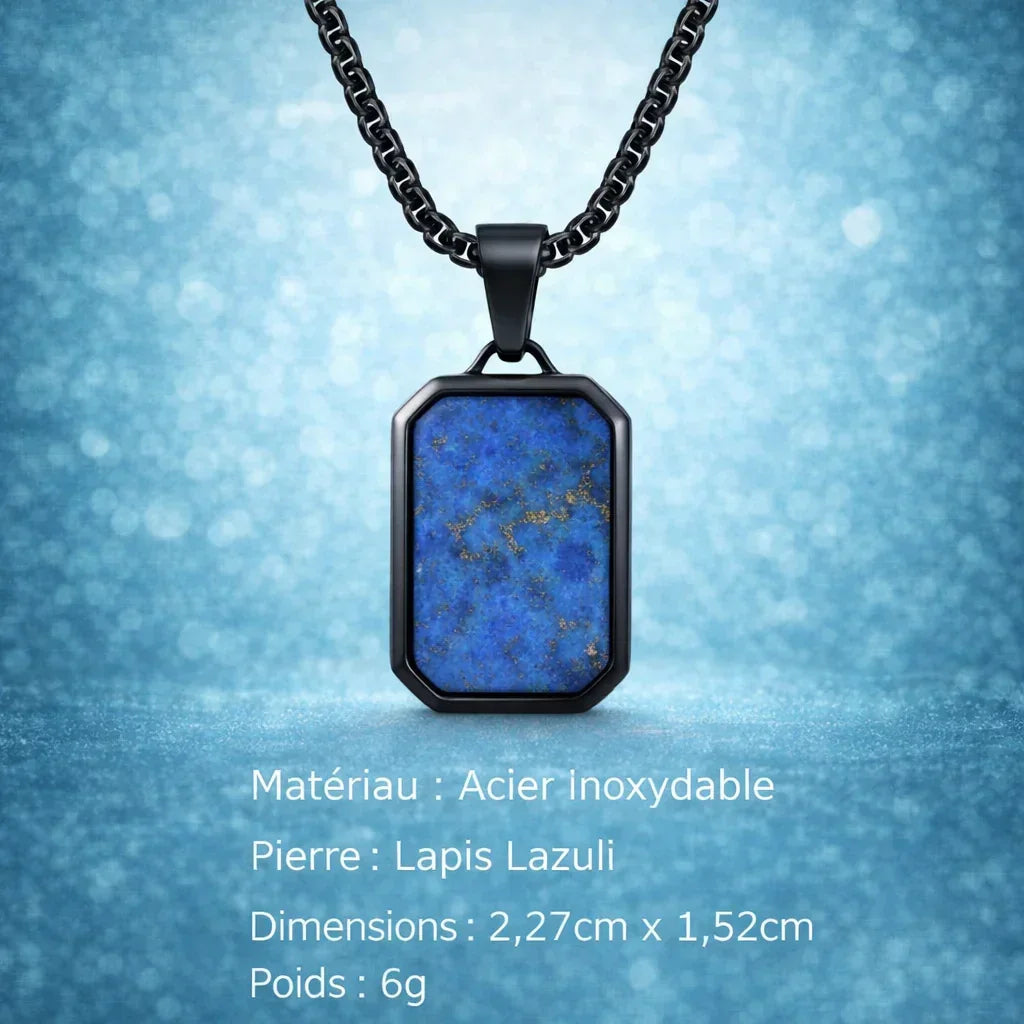 Collier Acier Pierre Naturelle Pendentif Tendance - collier homme GoHappy