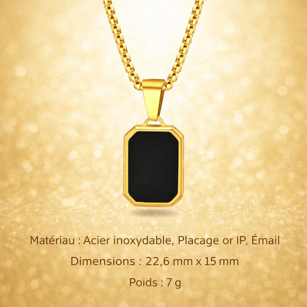 Collier Acier Pierre Naturelle Pendentif Tendance