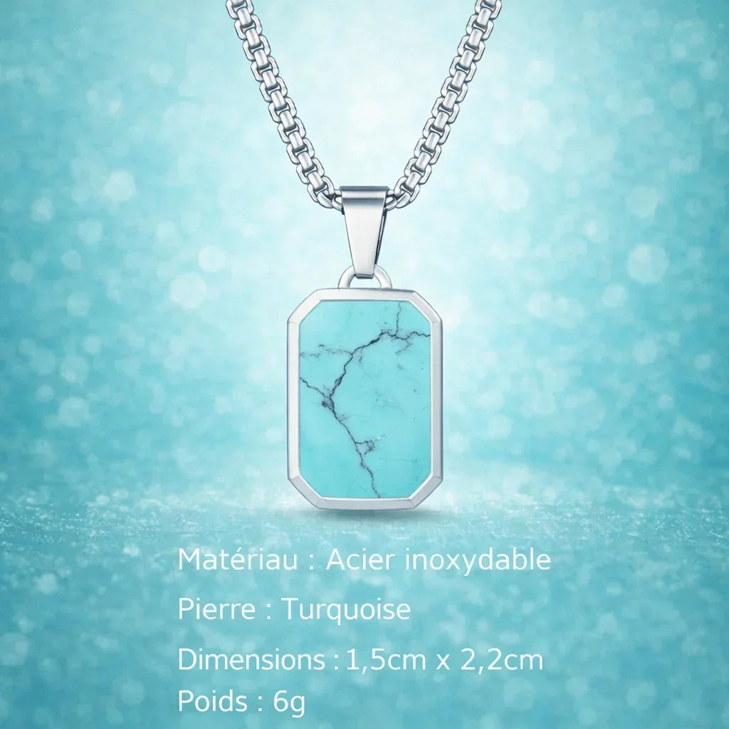 Collier Acier Pierre Naturelle Pendentif Tendance - collier homme GoHappy
