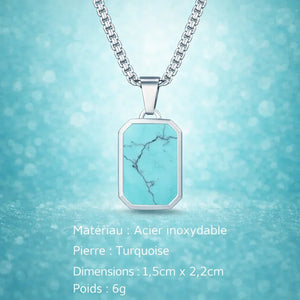 Collier Acier Pierre Naturelle Pendentif Tendance - collier homme GoHappy