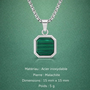 Collier Acier Pierre Naturelle Pendentif Tendance - collier homme GoHappy
