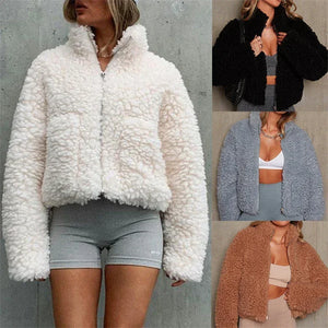 Veste courte en laine d'agneau épaisse - Mode automne/hiver 2024/25 - veste GoHappy