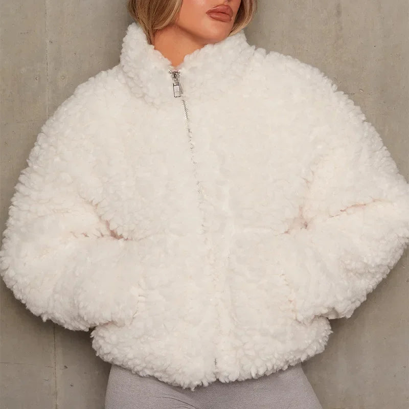 Veste courte en laine d'agneau épaisse - Mode automne/hiver 2024/25 - veste GoHappy