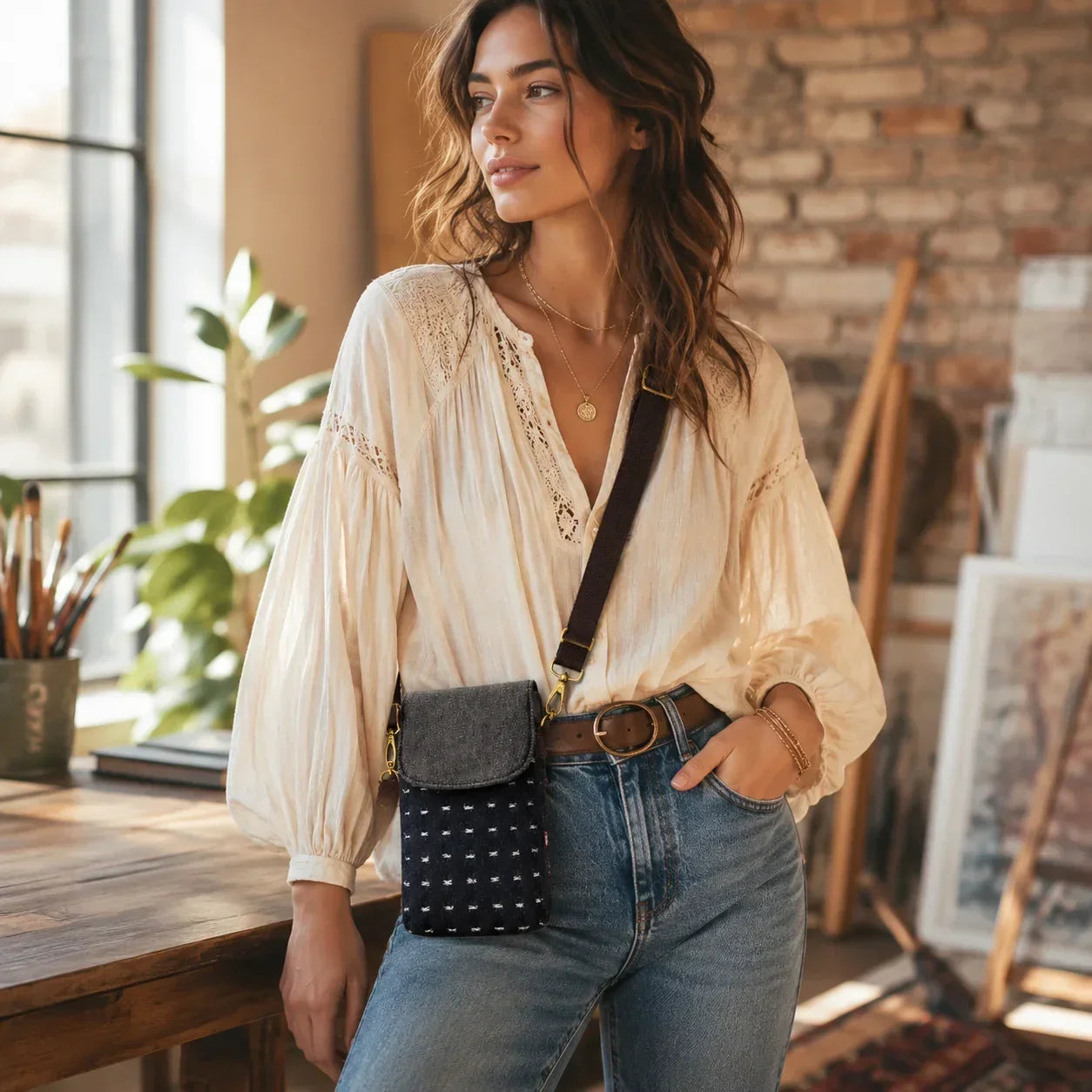Boho Denim mini sac téléphone poches nomades - accessoires smartphone GoHappy