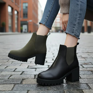 Bottines Chelsea Talons Épais Femme Plateforme Confort 35-43 - bottines GoHappy