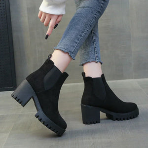 Bottines Chelsea Talons Épais Femme Plateforme Confort 35-43 - bottines GoHappy