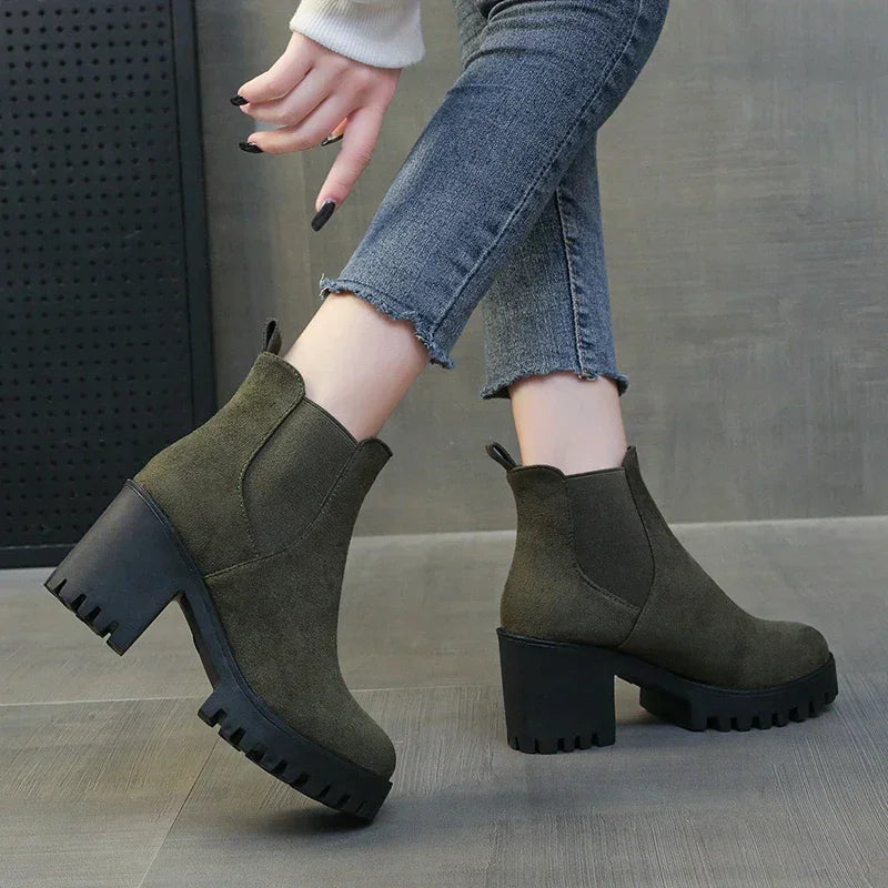 Bottines Chelsea Talons Épais Femme Plateforme Confort 35-43 - bottines GoHappy