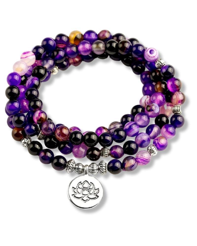 Bracelet MALA violet 108 perles Breloques au choix - Bijoux GoHappy