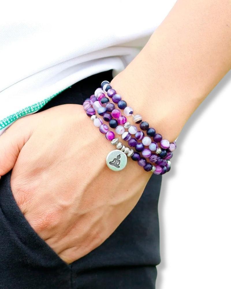 Bracelet MALA violet 108 perles Breloques au choix - Bijoux GoHappy