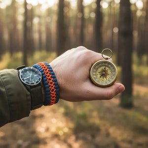 Bracelet Homme Paracorde Tressé Main Survie Nature Magnétique - bracelet homme GoHappy