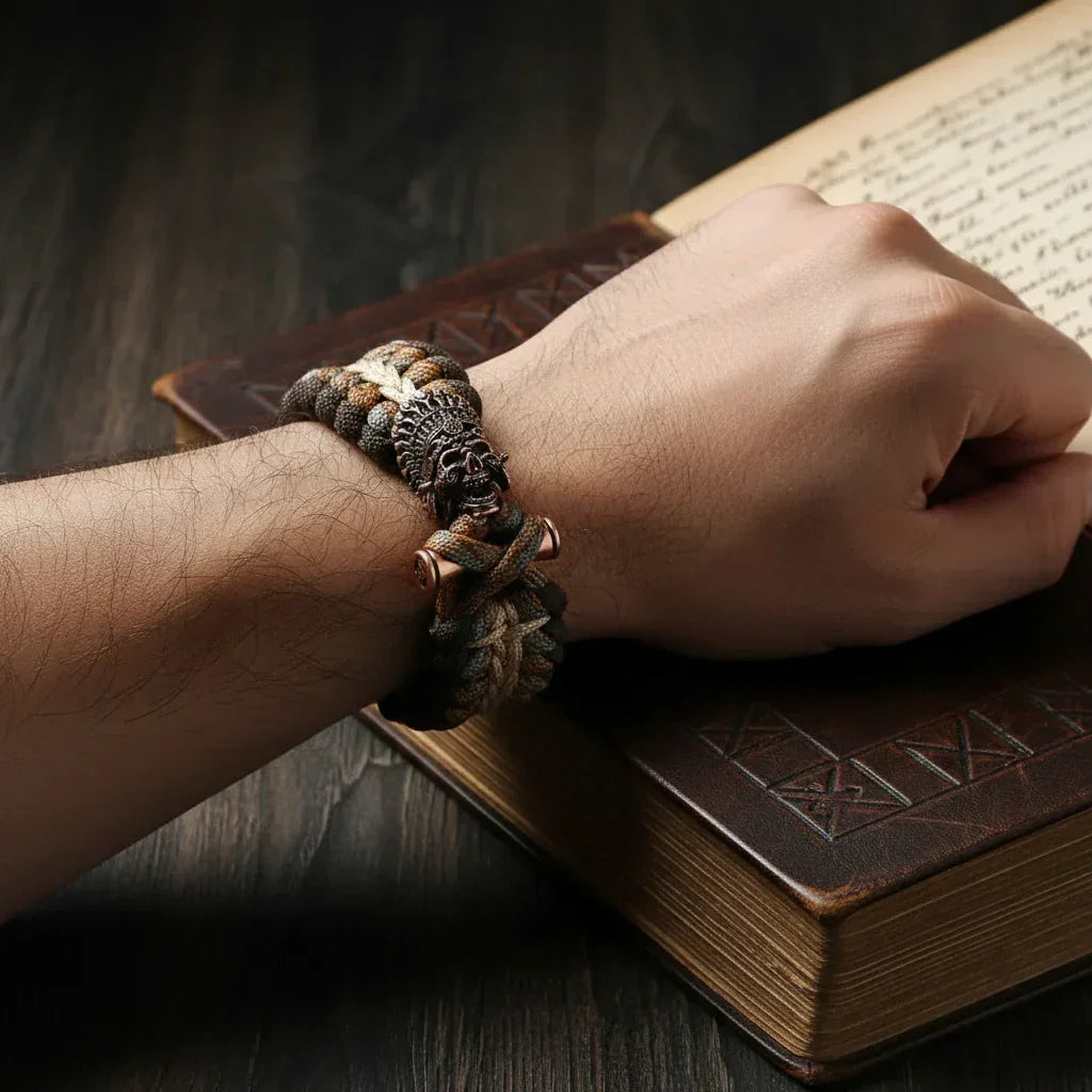 Bracelet Homme Viking Nordique Tressé Main Crâne Punk Antique - GoHappy France - bracelet homme GoHappy