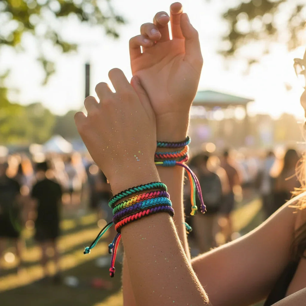 Bracelet Tressé Rainbow Nœuds Homme Femme Amitié Voyages Fêtes - Bijou Bracelet GoHappy