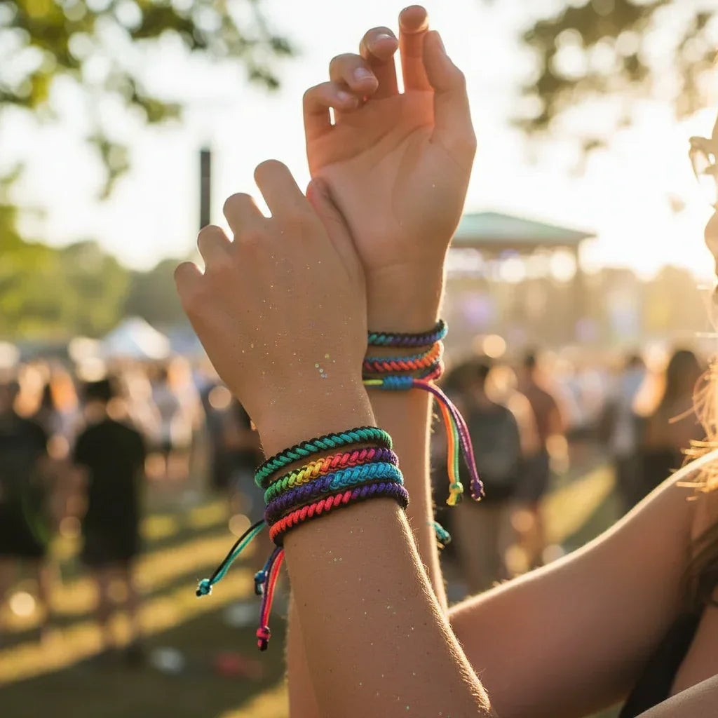 Bracelet Tressé Rainbow Nœuds Homme Femme Amitié Voyages Fêtes - Bijou Bracelet GoHappy