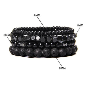 Bracelet multicouche en pierres naturelles pour hommes – Onyx, lave & hématite