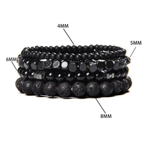Bracelet multicouche en pierres naturelles pour hommes – Onyx, lave & hématite - Bijou Bracelet GoHappy