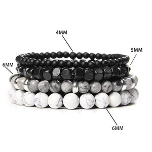 Bracelet multicouches en pierres naturelles pour hommes – Onyx, lave & hématite
