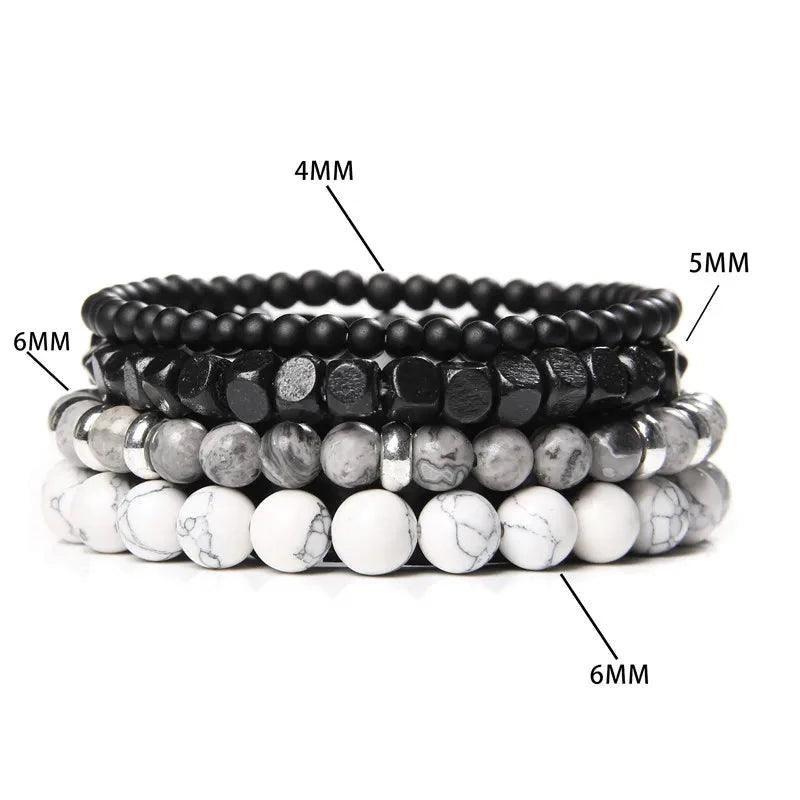 Bracelet multicouches en pierres naturelles pour hommes – Onyx, lave & hématite