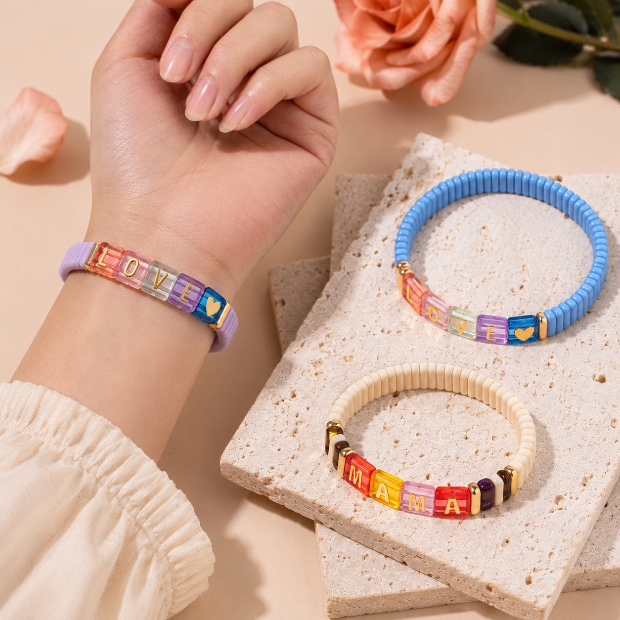 Candy Love bracelet femme élastique bohème coloré