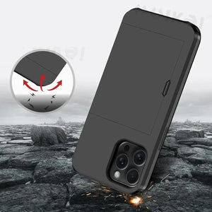 Coque iPhone toutes versions du 16 au 11 avec porte-cartes caché - coque pour smartphone GoHappy