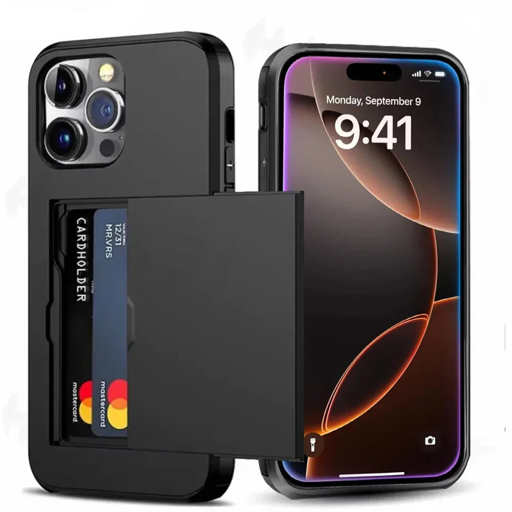 Coque iPhone toutes versions du 16 au 11 avec porte-cartes caché - coque pour smartphone GoHappy