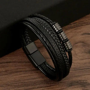 Bracelet Homme en Cuir et Acier – Élégance Discrète et Classe - bracelet homme GoHappy