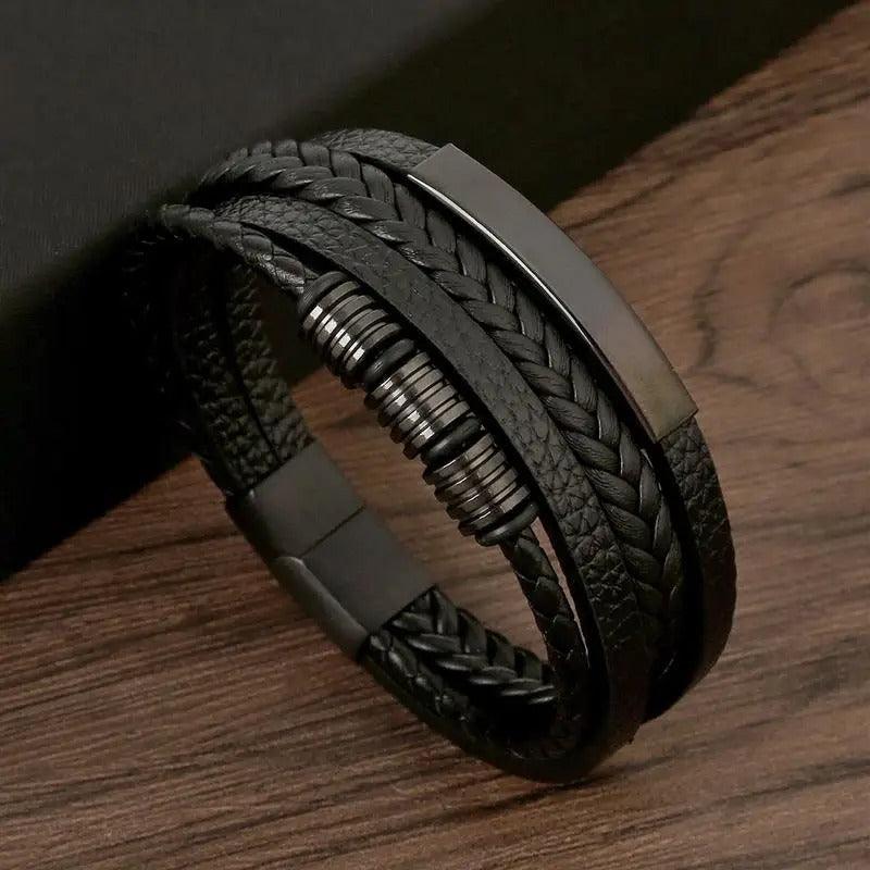 Bracelet Homme en Cuir et Acier – Élégance Discrète et Classe - bracelet homme GoHappy