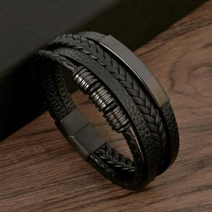 Bracelet Homme en Cuir et Acier – Élégance Discrète et Classe - bracelet homme GoHappy