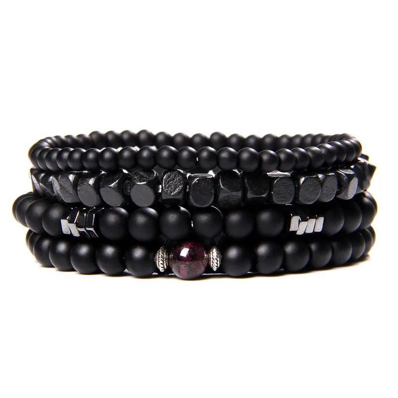 Bracelet multicouche en pierres naturelles pour hommes – Onyx, lave & hématite - Bijou Bracelet GoHappy