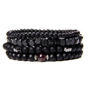 Bracelet multicouche en pierres naturelles pour hommes – Onyx, lave & hématite - Bijou Bracelet GoHappy