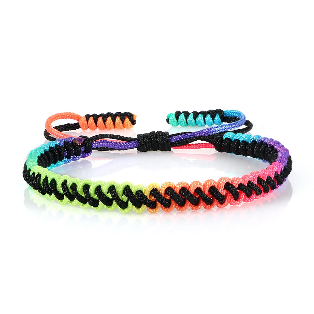 Bracelet Tressé Rainbow Nœuds Homme Femme Amitié Voyages Fêtes