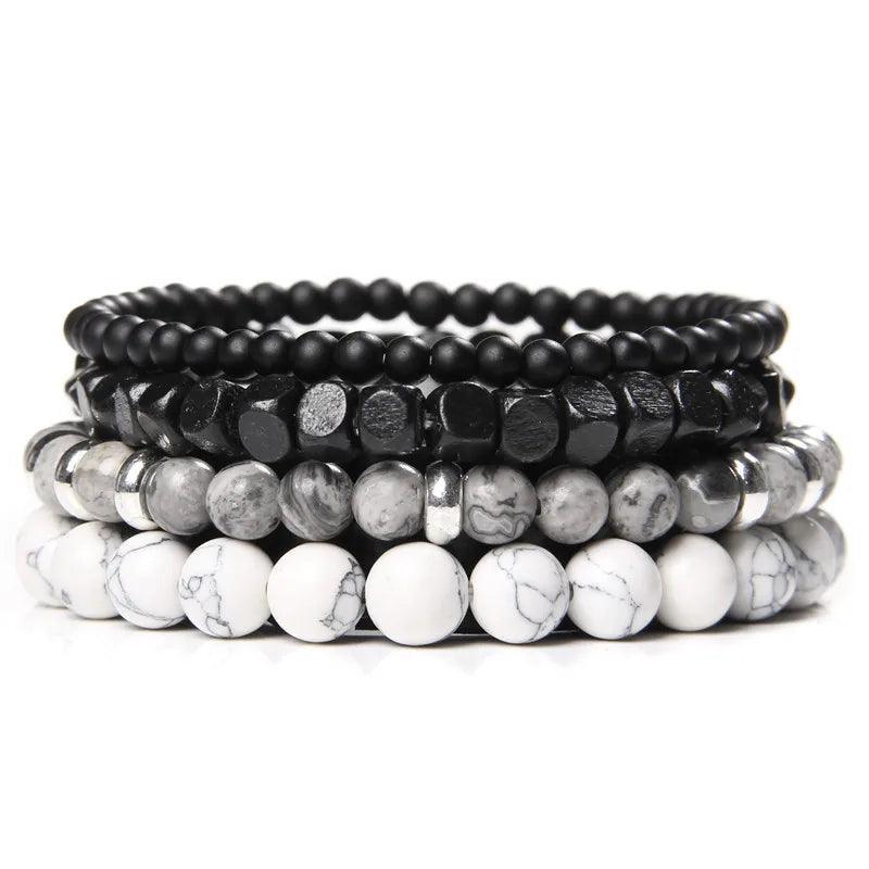 Bracelet multicouche en pierres naturelles pour hommes – Onyx, lave & hématite - Bijou Bracelet GoHappy