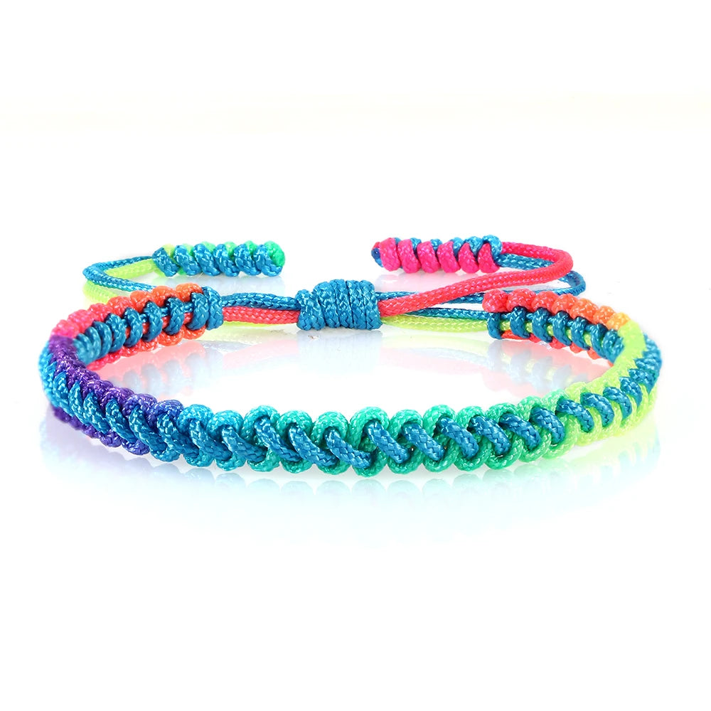 Bracelet Tressé Rainbow Nœuds Homme Femme Amitié Voyages Fêtes