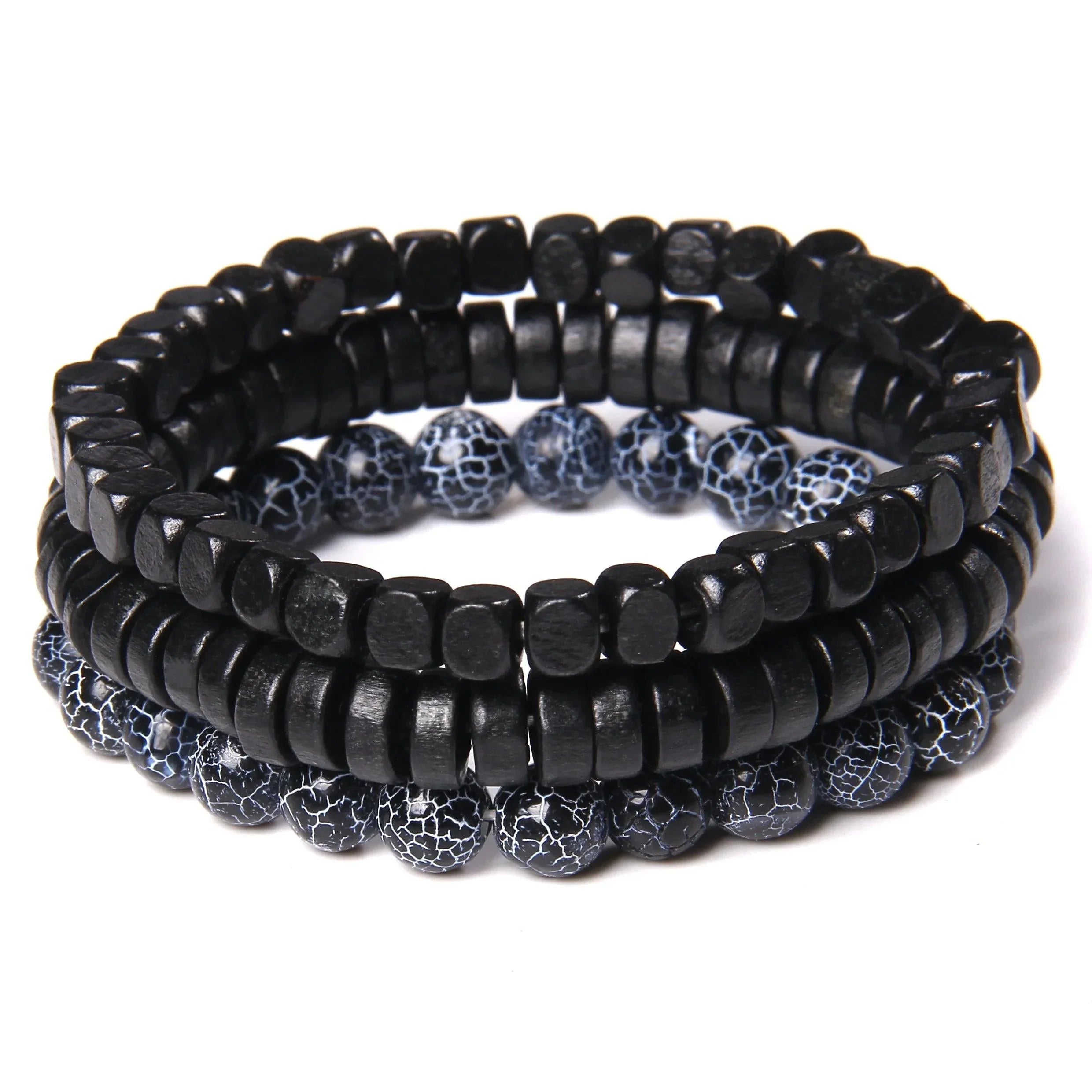 Bracelet multicouche en pierres naturelles pour hommes – Onyx, lave & hématite - Bijou Bracelet GoHappy