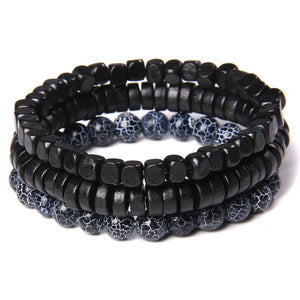 Bracelet multicouche en pierres naturelles pour hommes – Onyx, lave & hématite - Bijou Bracelet GoHappy