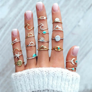 Set de 19 bagues Surf Style - Esprit Bohème et Aventure - bague GoHappy