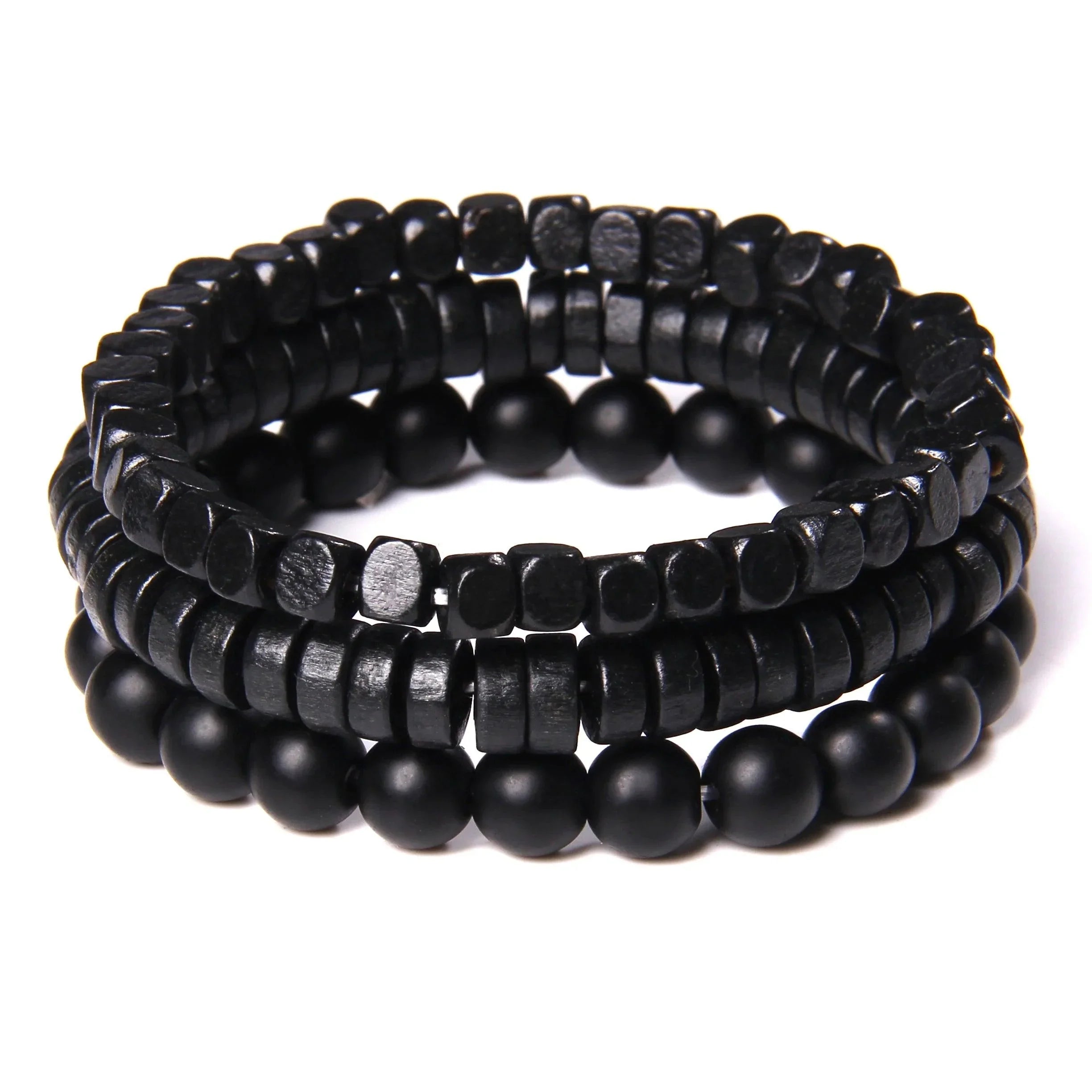 Bracelet multicouche en pierres naturelles pour hommes – Onyx, lave & hématite - Bijou Bracelet GoHappy