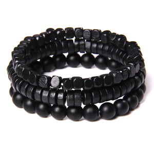 Bracelet multicouche en pierres naturelles pour hommes – Onyx, lave & hématite - Bijou Bracelet GoHappy